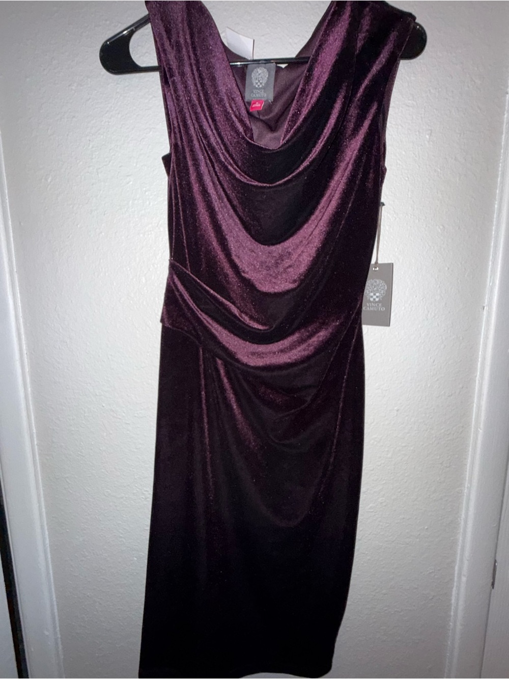 Vince Camuto Sleeveless Cowl Neck Midi Dress in Deep Plum